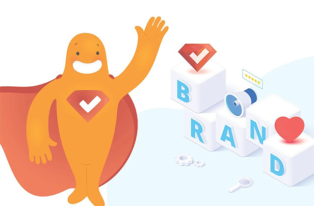 正确的品牌名称设计-对号标记的卡通任性